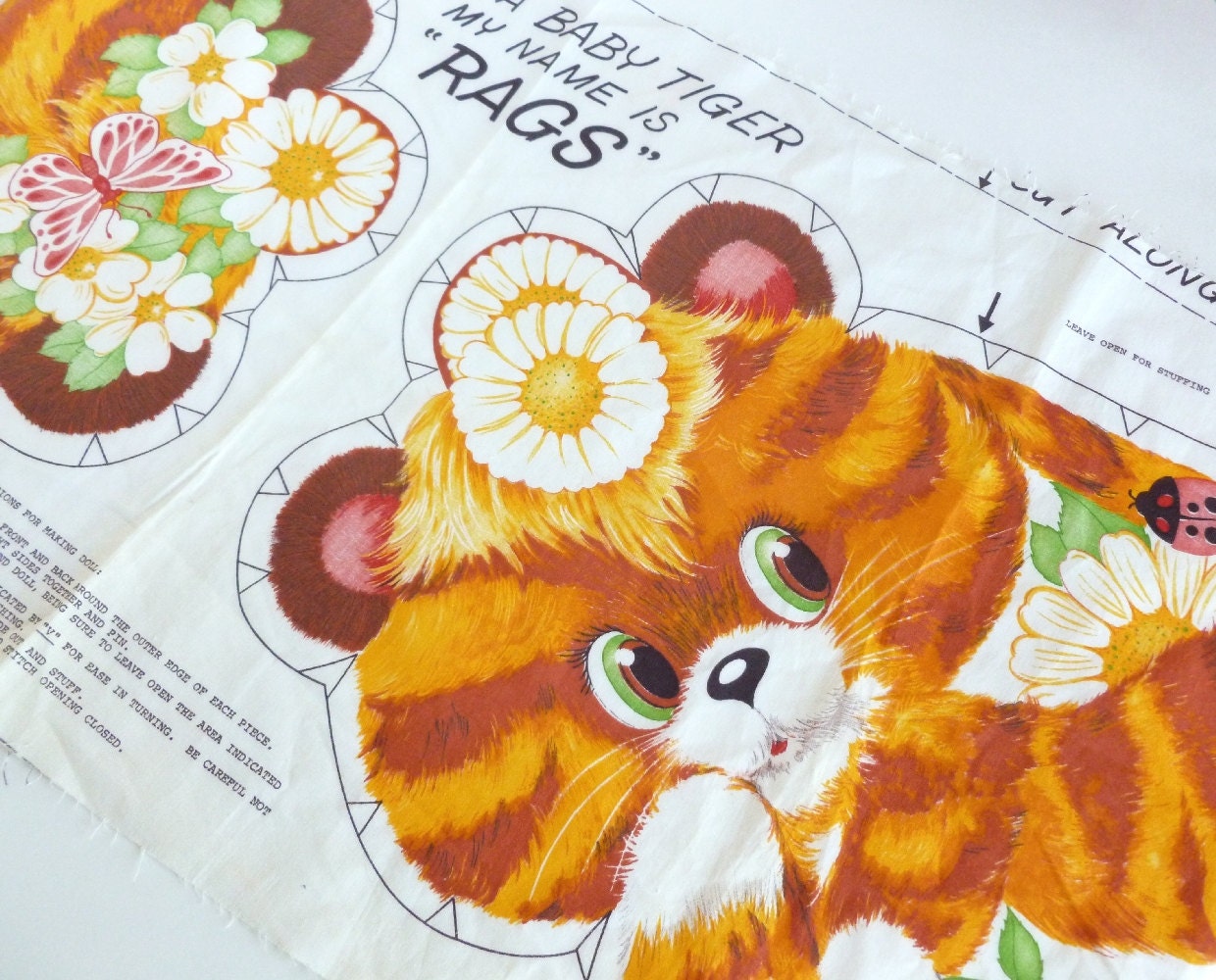 Fabric Pillow Fabric Panel Baby Tiger Sewing Pattern DIY Circus, Zoo, Jungle Nursery or Bedroom Decor