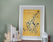 Oxytocin Molecule Poster, Scientific Stylized Happiness, paper quilling,  Paper art print, 12x18in, Ready to ship