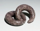 Gauged plug earrings, 7/16" or custom made to your size.  All Mixed Up series, snapdragon crescent hoop. Polymer clay plugs.