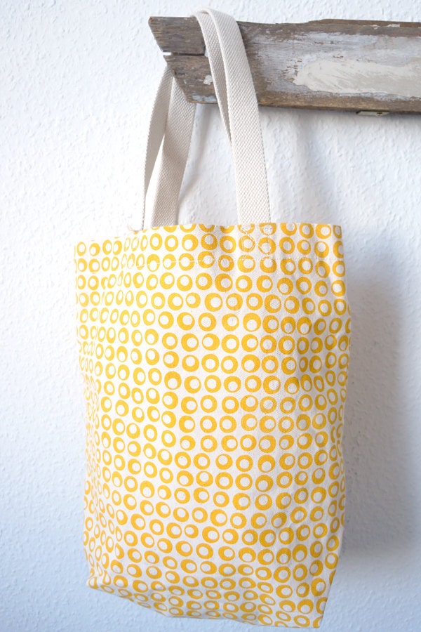 Handprinted Canvas Tote Organic Cotton Golden Yellow