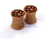 Lotus Flower Olivewood Wooden Plugs - 2g (6.5mm) 0g (8mm) 00g (9mm) (10mm) 7/16" (11mm) 1/2" (13mm) 9/16" (14mm) 16mm 19mm Wood Ear Gauges