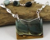 Wire Wrapped Necklace Succor Creek and Ocean Jasper  Gemstone