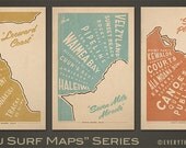 Oahu Surf Maps Series - 12x18 Retro Hawaii Prints