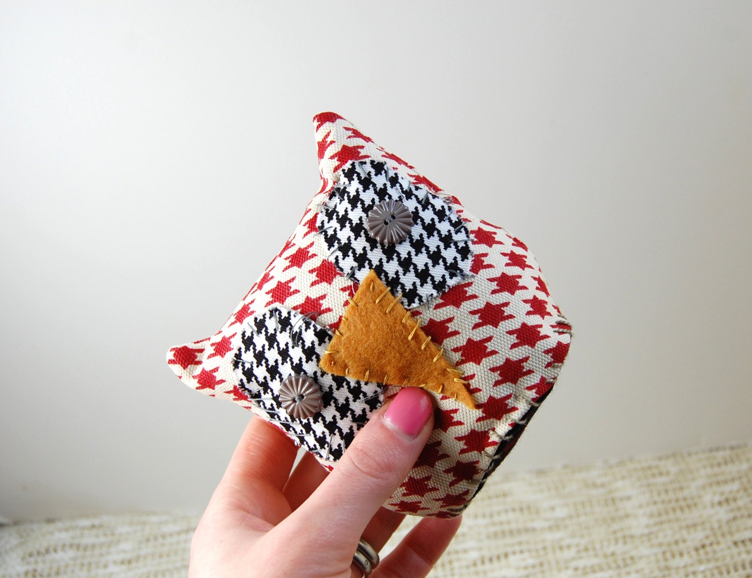 Elliot the Houndstooth Stuffed Owl