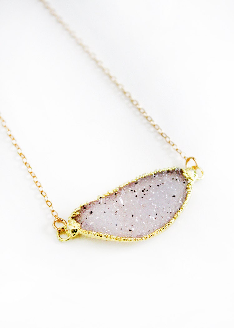 sideways DRUZY necklace - quartz