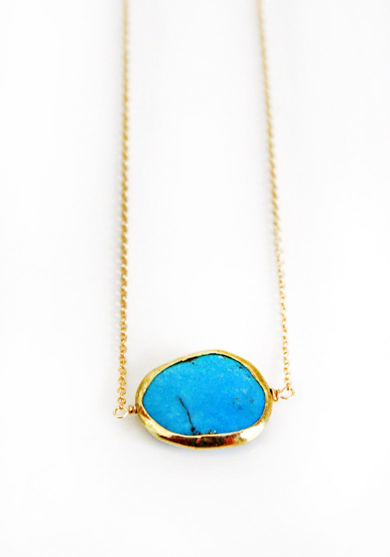 TURQUOISE bezel necklace