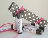 Bachelorette Party Lip Butter Favors: 20 Wrapped Vanilla Lip Butters in Black Polka Dots