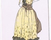 French Flapper - Yellow Chiffon Art Deco Dress - Spring Fashion Paris France - Milan PC ca 1918