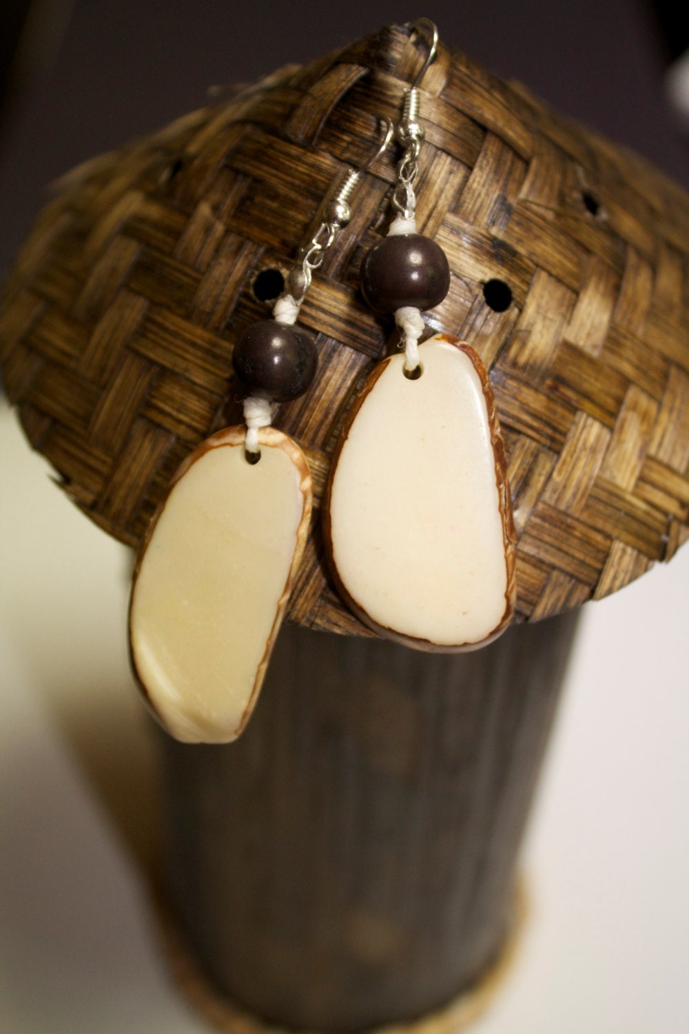 Natural Colored Tagua Earrings - Eco-Friendly - Boho- Bohemian