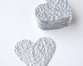 25 Large Silver Heart Punches/Confetti -Handmade Recycled Paper/ Elegant Wedding/ Anniversary/ Bridal Shower/ Gift Tag/ Table Decor/ Bling