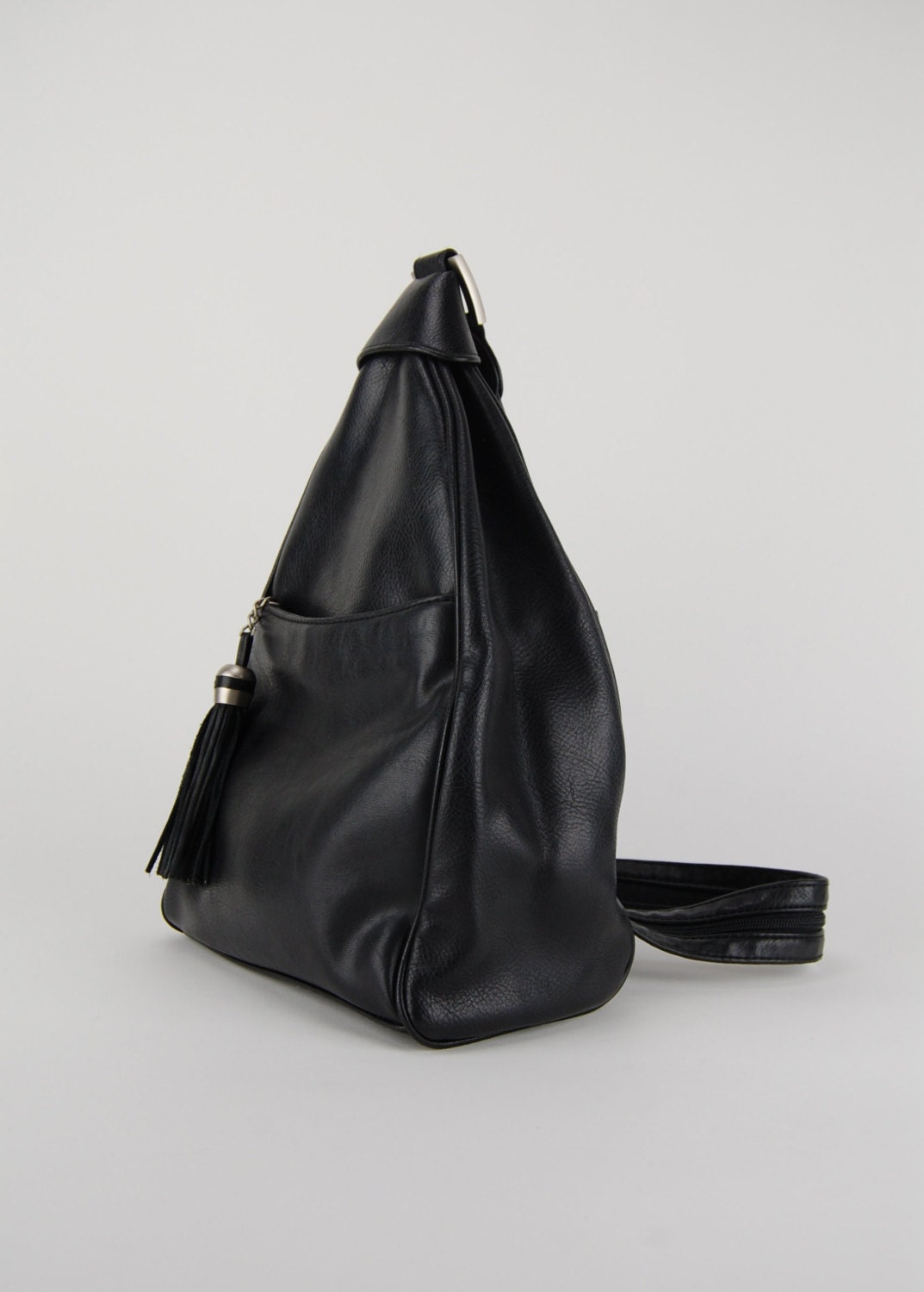 Vintage Black Leather Shoulder Backpack Bag