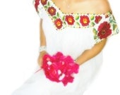 Diosa de la luna maya Handmade Embroidered Chaquira beaded  wedding mexican dress