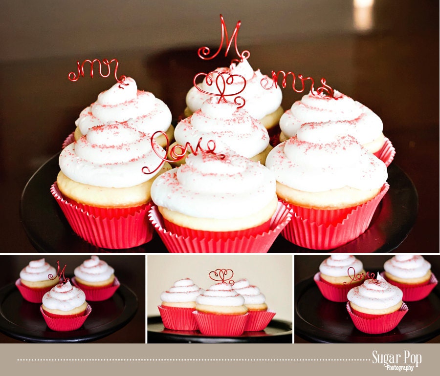 Wedding Cupcake Topper Set, Cupcake Tower Decorations, Wedding  Decor, Set of 5 pcs