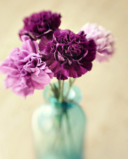 Romantic floral print- lavender, purple, mint, shabby chic, valentines day, carnations, for her, fine art photo, 8x10 print - dullbluelight