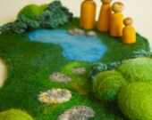Waldorf  Inpired Natural Toy- Wool Playmat/Playscape with peg people