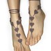 Barefoot Sandals Brown Heart, Valentine's Day gift, wedding accessory, yoga, anklet, beach and pool party, nude shoes