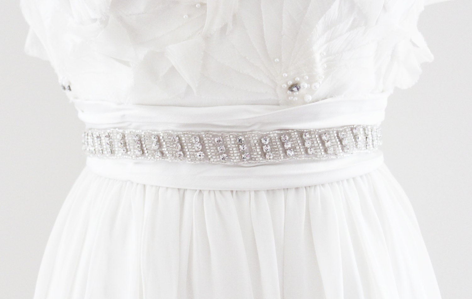 MARISSA - Rhinestone Beaded Bridal Sash, Wedding Belt