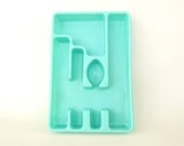 Turquoise Silverware Tray - Flatware Organizer - Rubbermaid Plastic