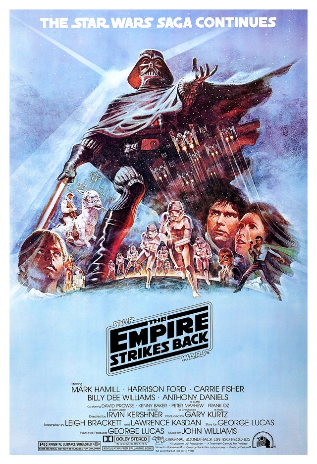 The Empire Strikes Back - Darth Vader - Stormtroopers - Boba Fett -13x19  Classic Sci Fi  Movie Poster Art - Starwars Han Solo R2D2 C3PO