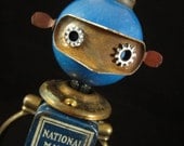 Mr. Mazda Bot - found object robot sculpture assemblage