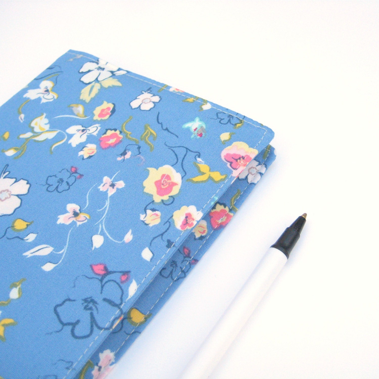 2013 2014 planner, cornflower blue floral journal, academic diary A6 weekly, handmade fabric covered notebook