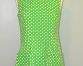 1960s MOD Green and White Polka Dot Dress