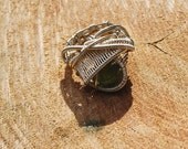 Sterling Silver // Size 8 // Moldavite // Wire Wrapped Ring