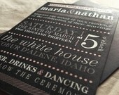 Modern Wedding Invitations, Typography Poster Invitation in Charcoal and Pink