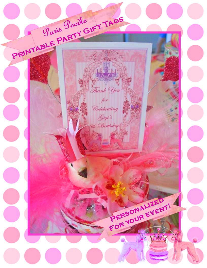 Paris Poodles and Eiffel Tower Customized PRINTABLE FAVOR TAGS - Bella Bella Studios Il_570xn