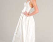 Modern Garden Wedding Dress with pockets Plunging V-neck, Waistband, pleated Silk Skirt, Beach Destination Simple Wedding gown