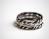 Sterling Silver Stacking Rings- Twisted Stacking Rings-Oxidised Stacking Rings-Simple Band Rings-Size 7-Set of 3
