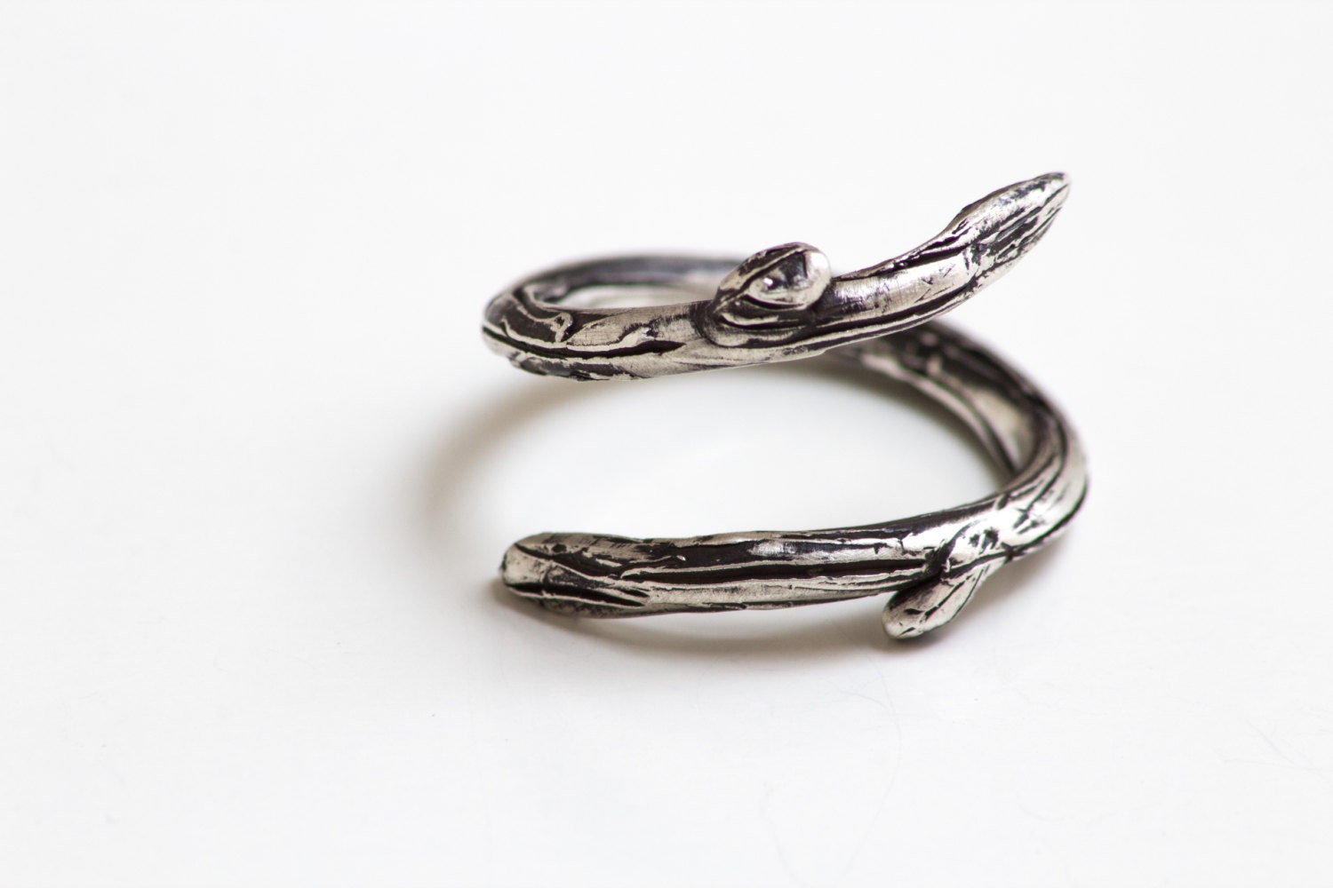 Sterling Silver Twig Ring- Twig Thumb Ring-Tree Bark Ring - Branch Ring-Size 7-Adjustable Ring