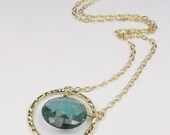 Teal Quartz Necklace, Gold Necklace, Briolette Necklace, Gemstone Necklace, Eternity Ring Necklace, Pendant Necklace, Gemstone Jewelry
