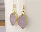 Druzy Drusy Earrings, Gold Earrings, Gemstone Earrings, Druzy Agate Earrings, Marquise Earrings, Druzy Pendants, Pendant Earrings