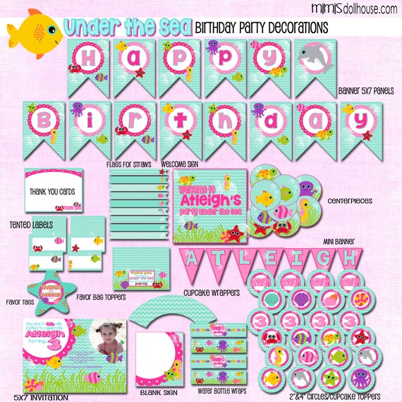 Under The Sea Decorations- Printable Ocean Party Birthday Party Decorations PDF/JPEG Il_570xn