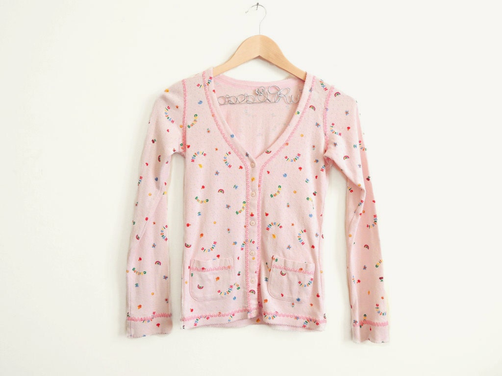 Hysteric Glamour baby pink cardigan sweater . 90s vintage from Japan