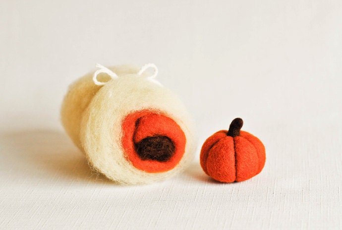 Felting Kit Extra - Wool to Make Additional Pumpkin in Burnt Orange - DIY Do It Yourself Nature Home Decor Natural Felt Gift Decoration
