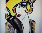 Modern Pop Art Watercolor and Acrylic Portrait
