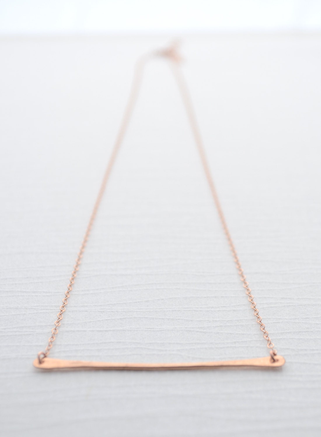 Rose gold long bar necklace  - rose gold necklace - Long bar on rose gold chain