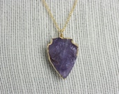 Purple Amethyst Arrowhead Necklace