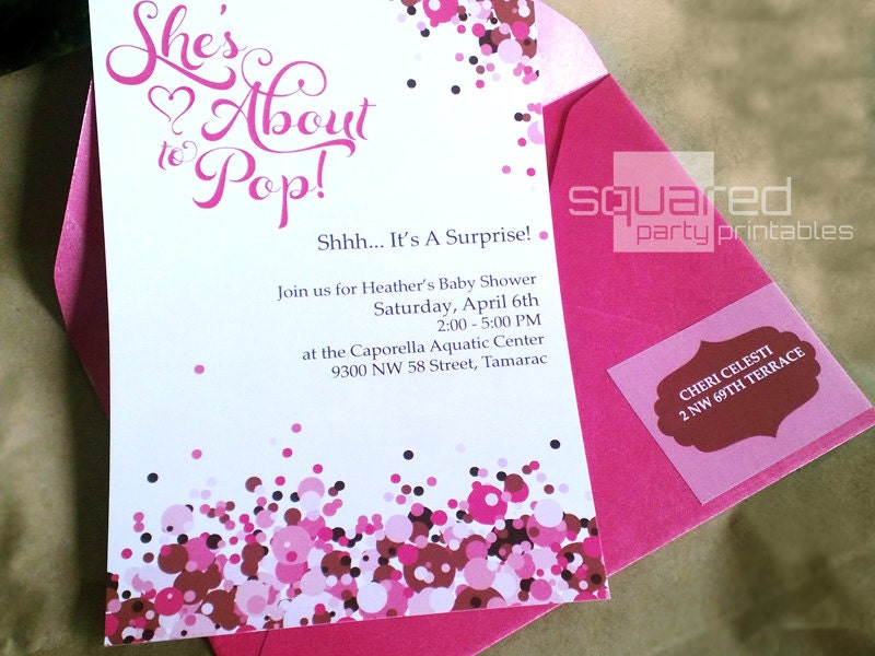 About to Pop Baby Shower Printable Invitation - DIY Print - Baby Girl - It's A Girl Il_570xn