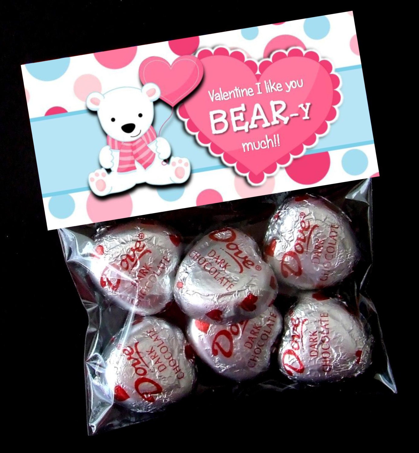 INSTANT DOWNLOAD - Printable Valentine Treat Bag Toppers - Valentine's Day - Bear Il_570xn