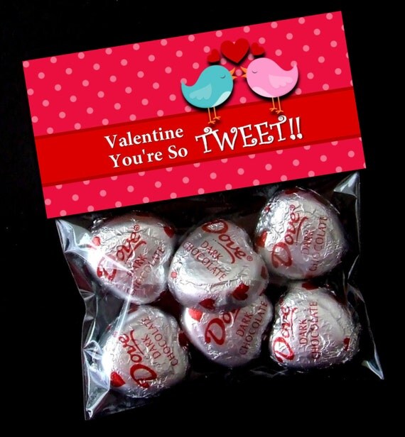 INSTANT DOWNLOAD - Printable Valentine Treat Bag Toppers - Valentine's Day - TWEET Birdies Il_570xn