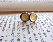 Yellow and White Post Earrings. Pair 1