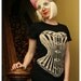 Black Corset Tshirt - Womens SMALL tee - Victorian Corset Screenprint TEE
