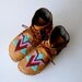 Women's handmade leather beaded wool-lined moccasin winter boots with wool felt insole and crepe rubber sole