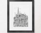 Towers of London (sketch) fine art print 11.8 x 8.2"