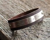 Personalized Leather & Silver Morse Code Cuff- Unisex Secret Message