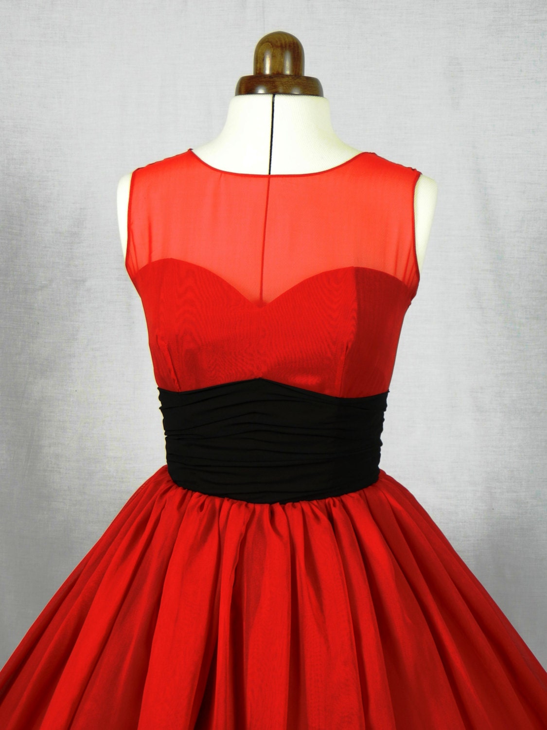 A 50s Inspired Ruby Red Chiffon Rock Ability By Elegance50s