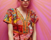 Vintage Thailand colorful shirt with jewels